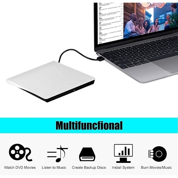 Extern DVD-enhet, USB 3.0 bärbar CD/DVD-RW-enhet/DVD-spelare