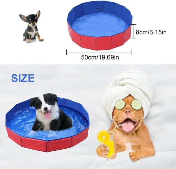 Vikbar hundpool, barnpool för liten hund, PVC, 50 x 8 cm, 1 st