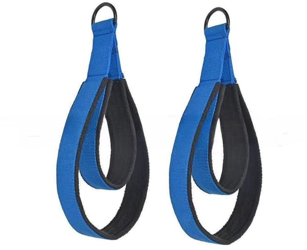 Pilatesremmar, Dubbla D-ringremmar för Pilates Reformer, Vadderade, Hemmaträning, 2-pack, Blå