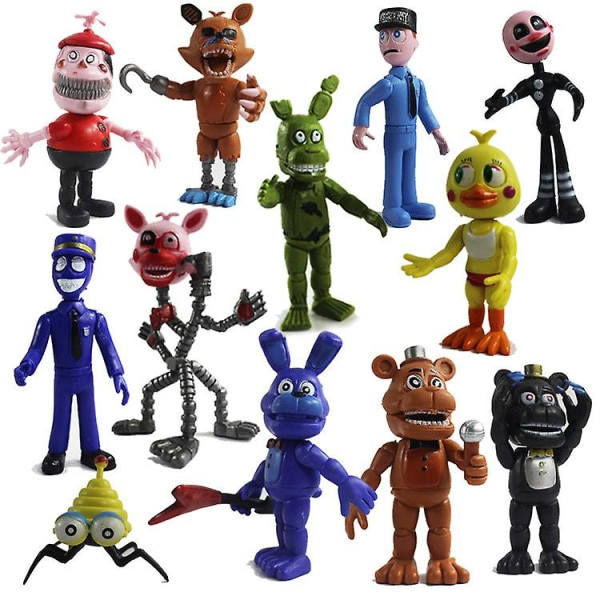 5 st Five Nights At Freddys Actionfigurer Leksak Security Breach Series Glamrock Foxy Bonnie Fazbear Pvc Dockor Fnaf För Barn Present
