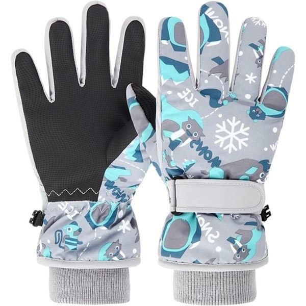 1 pair （Grau） 9-13 years children ski gloves Warm winter mitten for Bo Elik