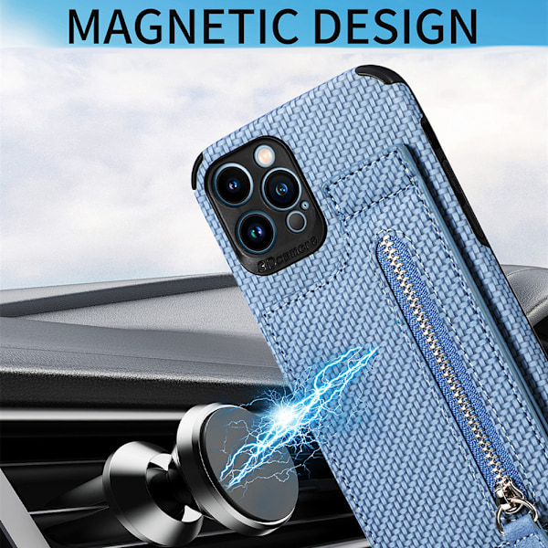 Læderetui med magnetisk pung til iPhone 14 /14 Pro/14 Pro Max, iPhone 13 /13 Pro/13 Pro Max, iPhone, 12 /12 Pro/12Pro Max Sort