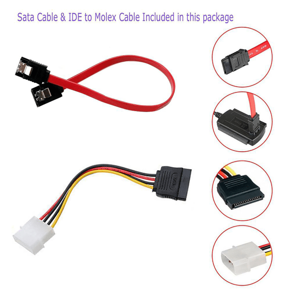 SATA/IDE-stasjon til USB 2.0-adapterkabel - Kobler 2,5\" og 3,5\" HDD-er til datamaskiner - Essensielt datatilbehør