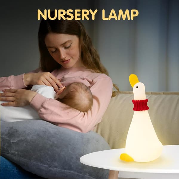 Fødevaregodkendt silikone-natlampe som kanin, 3 lysstyrkeniveauer/timer, til børn/børneværelse, orange