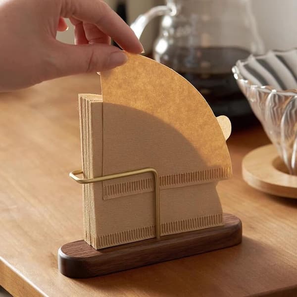 Kaffefilterholder, valnøddetræ, filterposeholder, nr. 1 til nr. 4
