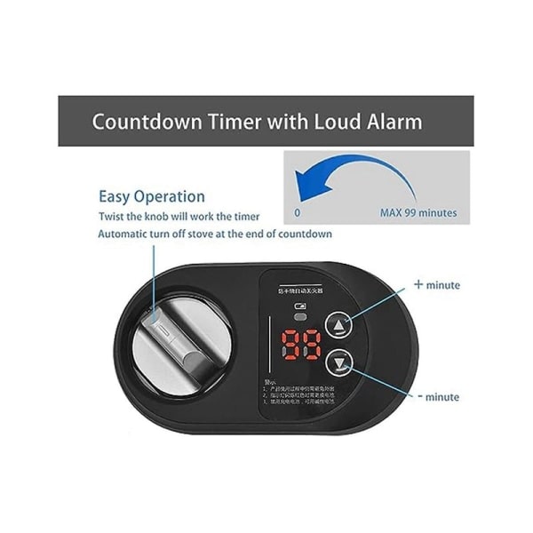 Gasovn Automatisk Ildslukningstimer Køkken Smart Switch Anti-Tør Tilbehør Naturgas Gasovn Timer (Højre Switch) [HK] SølvSort