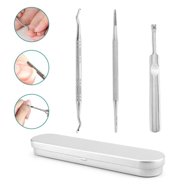 3 st Ingrown tånagelverktyg, Ingrown tånagel fil och lyftare, Pediatrist nagelbehandlingssats