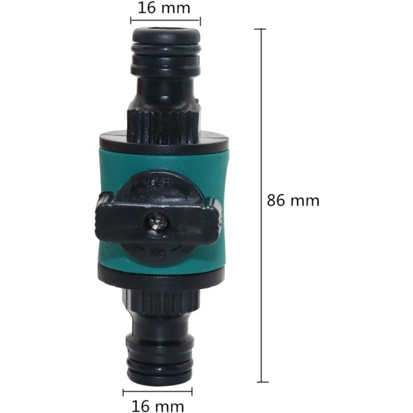 2 kpl 16 mm puutarhaletkun pikaliittimet 2-suuntaisella sulkuventtiilillä, letkuliitin