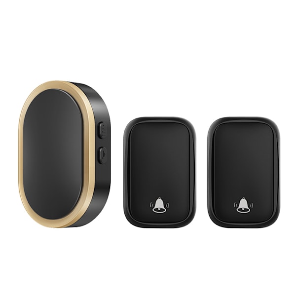 Trådlös dörrklocka utan batteri, Plug and Play, 4 volymnivåer, 36 melodier, inget batteri krävs (1 plug-in mottagare, 2 knappar)
