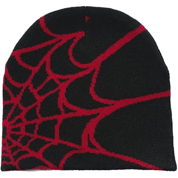 Spider Web Cap Beanie Uldblendt Hætte Y2k Street Cap Vinter Varmt Hat Mode Hip Hop Skull Cap Til Mænd Kvinder Rød RED