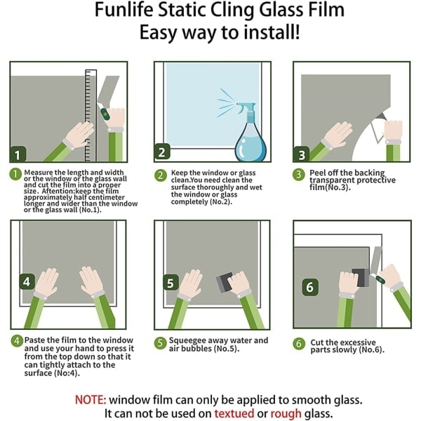 Grønt glassmaleri-vindufilm (45*100 cm) Ikke-klebende statisk Cl