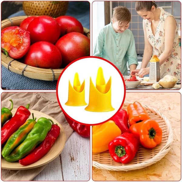 2-delt sæt til fjernelse af chili- og tomatfrø, til køkkenets fødevareforarbejdning, grøn og gul...