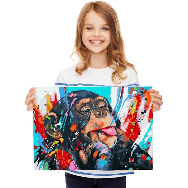 Timanttimaalaus aikuisille neliönmuotoiset strassit 30x40cm Apina timanttimaalaus neliöporalla Lapset Aloittelija Apina Piirustus Timanttihelmi Liitä taide Cra