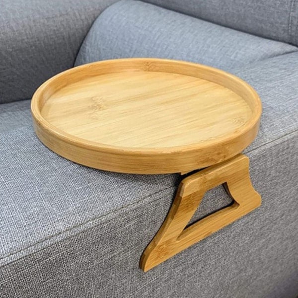 Soffbricka Bord Soffa Armstöd Clip-On Bricka Bambu Soffbricka Vit