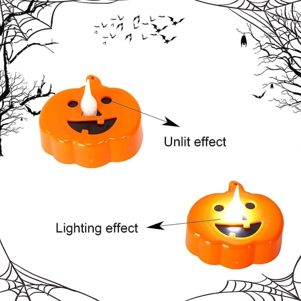 24 st LED Halloween pumpa lampor - Flimrande orange pumpa te-ljus - Flamlösa orange ljus, Flimrande pumpa te-ljus ([HK])