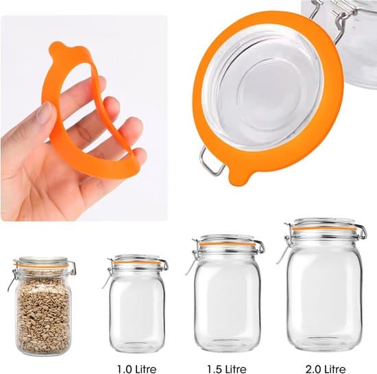 Konserveringsringe - 20 stk. - Silikone Ringe - Udskiftnings Silikone Forseglingsringe - Orange og Hvid