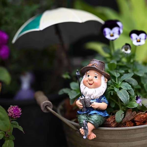 Miniatyrträdgårdsdrickande tomtar - Set om 6 stycken