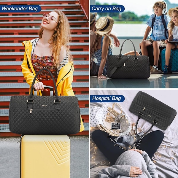 Rejsetaske, sporttaske til kvinder, weekendtaske med sko- og vådt rum, vandtæt