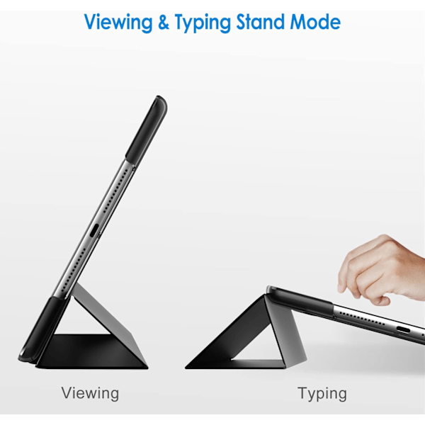 Etui til iPad 10,2 tommer (2021/2020/2019 model, 9./8./7. generation), Auto Væk/Sov Cover (Sort)