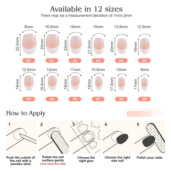Ranskalaiset Press-on-kynnet Keskipitkät Lyhyet Vaaleanpunaiset Akryyli Ovaali Fa