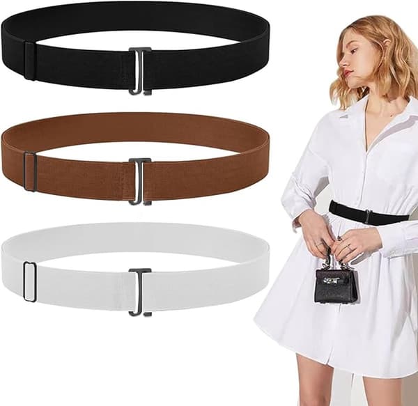 Spännlöst osynligt elastiskt midjeband, 3-pack, 100 cm, unisex.