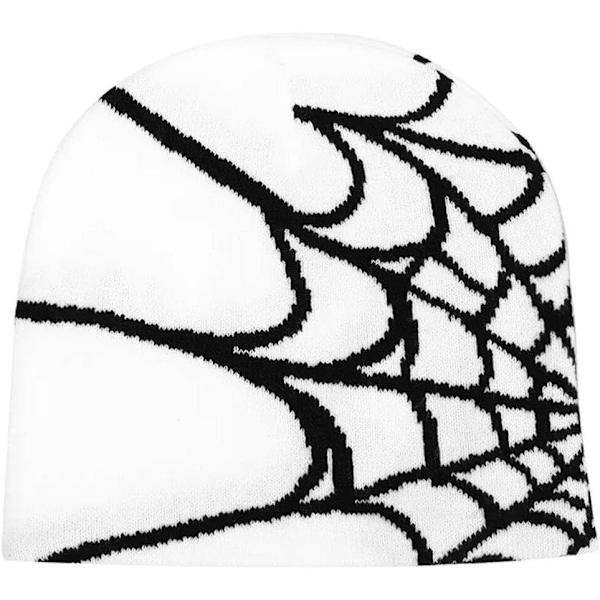 Spider Web Cap Beanie Uldblendt Hætte Y2k Street Cap Vinter Varmt Hætte Mode Hip Hop Skull Cap Til Mænd Kvinder Hvid White