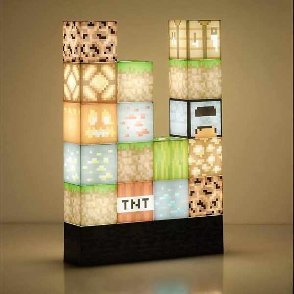 Minecraft Byggeklodse Skrivebordslampe - DIY Bordlampe Legetøj - Kreativ Samling Lampe