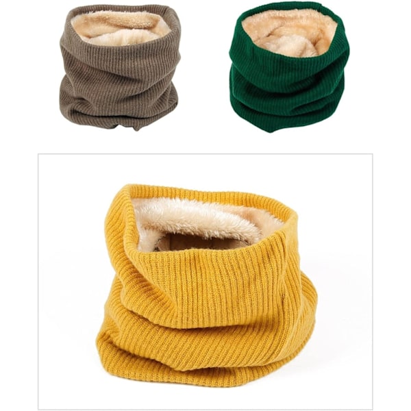 Damhalsdukar, Vintervandring Cykling Halsduk med Faux Fur stickad Halsvärmare Chunky Mjuk Tjock Cirkel Loop Halsdukar för Kvinna Man (Färg: Bruin) Bruin Bruin