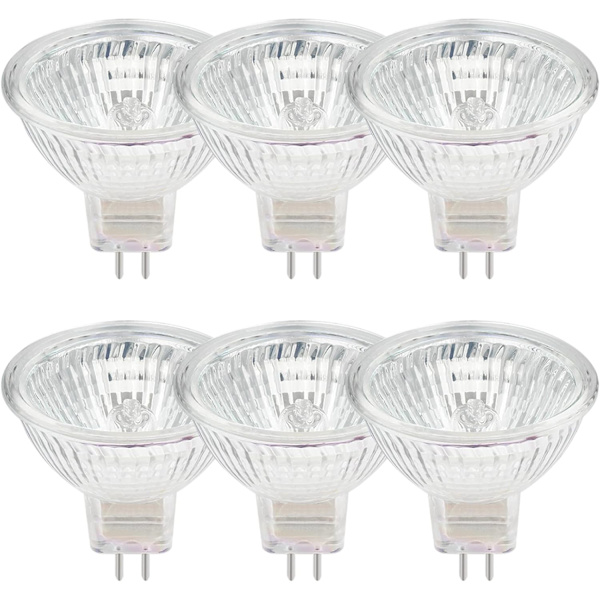 Pakke med 6 halogenlamper GU5.3 MR16 20W 12V Dæmpbar - Varmt hvid 2800K, 400 Lumen, Glaskop Jz db 20W