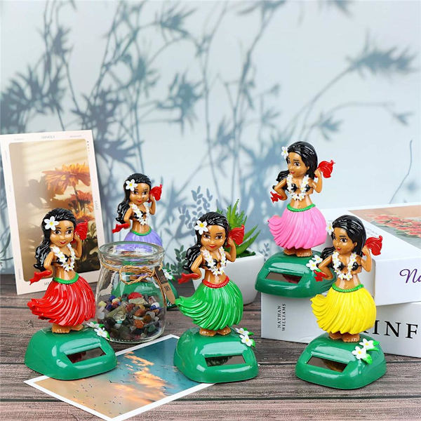 Solcellsdriven Hawaiiansk Dansfigur Bilinstrumentbräda Leksak Söt Solcellsdriven Skakande Huvuddocka Dansfigur Leksak för Sovrum Familj Skrivbord