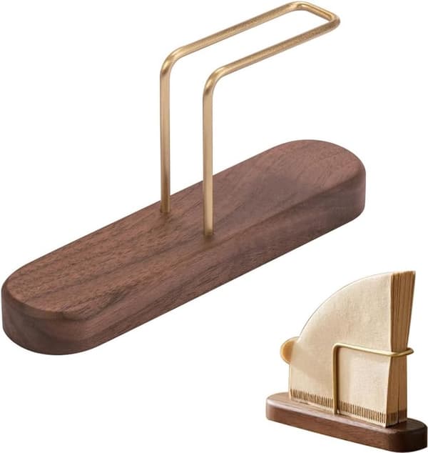 Kaffefilterholder, valnøtttre, filterposeholder, nr. 1 til nr. 4