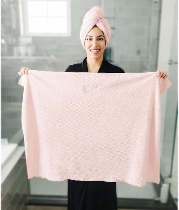 Dame hurtigtørrende hårturban, todelt sæt, meget absorberende, velegnet til langt krøllet hår, khaki og grå.