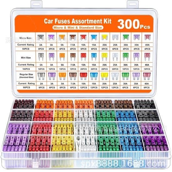 ING Automatisk Sikringssæt - 300 Stykker - Mini, Standard og Microblade Sikringer - 2-40A Serie - Sort - Et Sæt