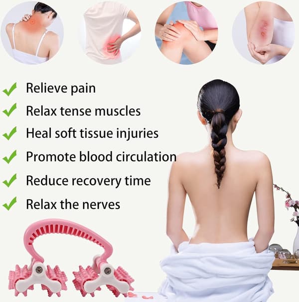 Massageutrustning - Ben fascia roller - Muskelroller - Rosa