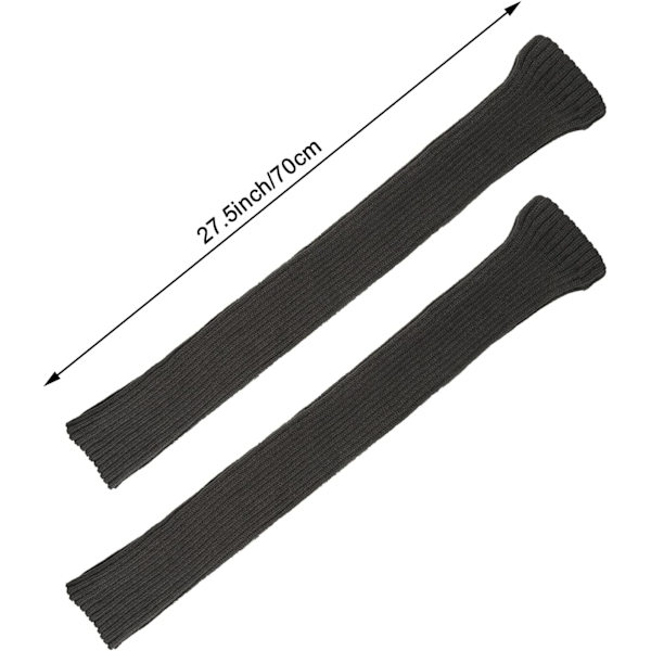 2 Paria Pitkiä Talvilahkeita Naisille - Virkatut Rannekkeet Tytöille, Tyylisäätöinen Neule Suoja Saappaille, Tummanharmaa ja Musta Dark gray + black