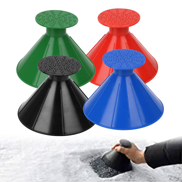 4-pakning Magic Ice Scraper for bil, 2-i-1 konisk isskrape for bilfrontrute, bærbar snøskrape med isbryter for fjerning av snø fra bil