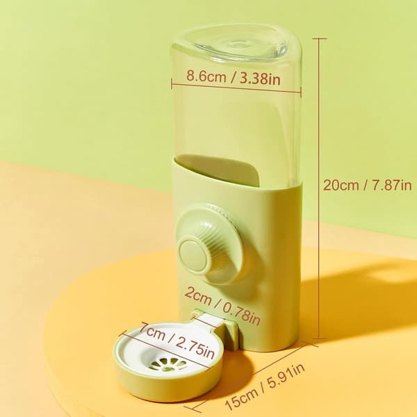 ING Vattenflaska för smådjur - Automatisk vattendispenser - Hamstervattenflaska - 600ml vattendispenser - (Blå)
