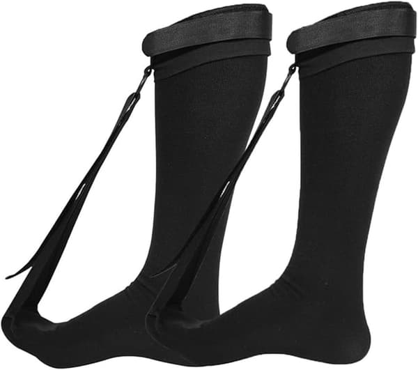 1 par plantar fasciitis strømper - natskinne - hamstringbandage - sort