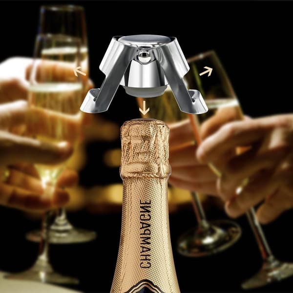 Vakuum Champagneflaskeprop Sæt (2 stk.) - Rustfrit Stål - Ideel til forsegling af vinflasker