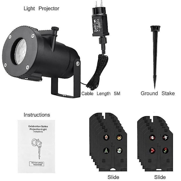LED Juleprojektorlampe, Vandafvisende IP65 LED-projektor med Jule- og Halloween-temaer, Udendørsbelysning til Julepynt