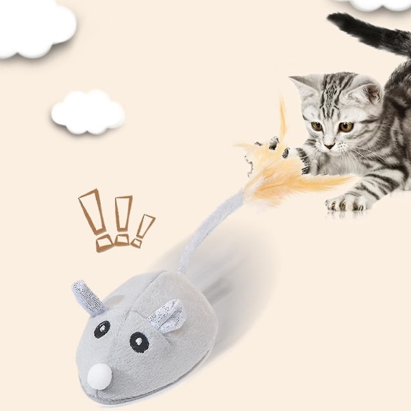 Interaktiv Katt Mus Leke, USB Ladbar Automatisk Robot Mus for Innendørs Katter/Kattunger