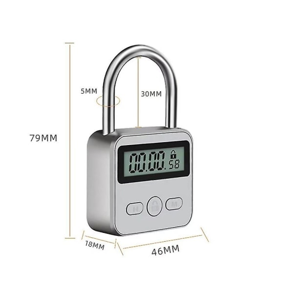 Timerlås med LCD-skærm, genopladelig USB, voksenspil, elektronisk timer sort