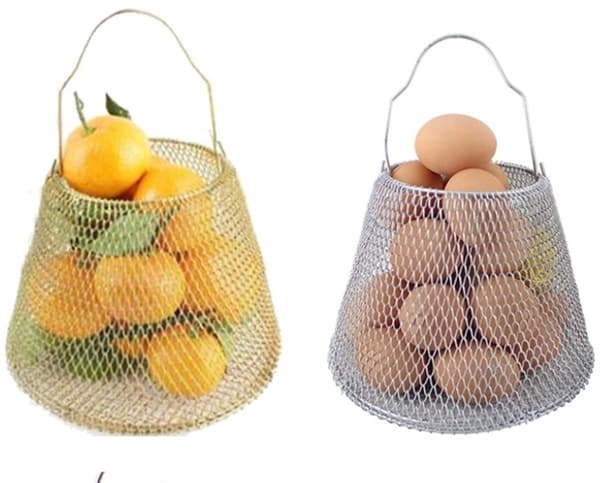 Farget sammenleggbar metall eggkurv, rommer 25 egg, for oppheng og innsamling av gårds egg.