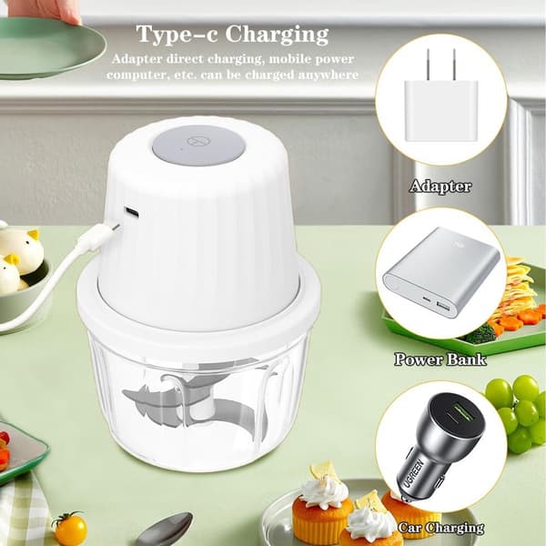 ING Elektrisk Hackare - 400 ml - Lök - Grönsaker - Kött - Vitlök - USB Lökhackare - Liten Elektrisk Lökhackare