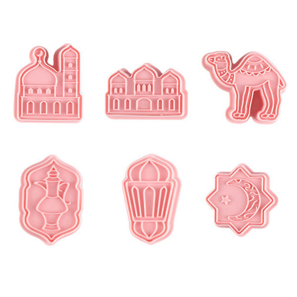 6pcs Eid Mubarak Plastic Form Kitchen Biscuit Cake Cutter Ramadan Decor