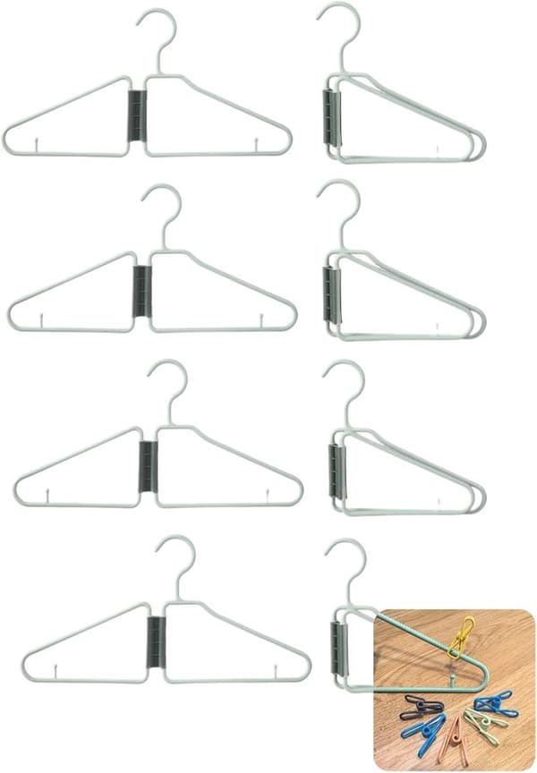 Resefällbara klädhängare, 8-pack, plast, grön