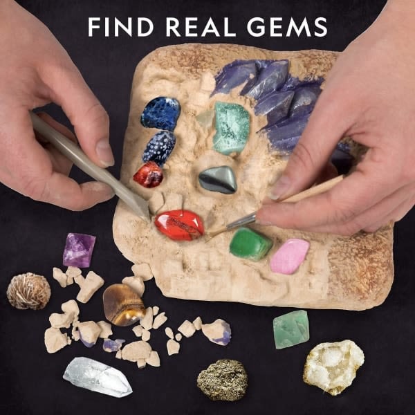 Mega Gemstone Dig Kit Grav 15 Ekte Edelstener Vitenskap og Utdanningsleker Perfekt for Barn CDQ