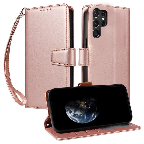 Samsung A12 mobilskal med snodd, vikbart mobilskal (rosa guld Samsung A12)