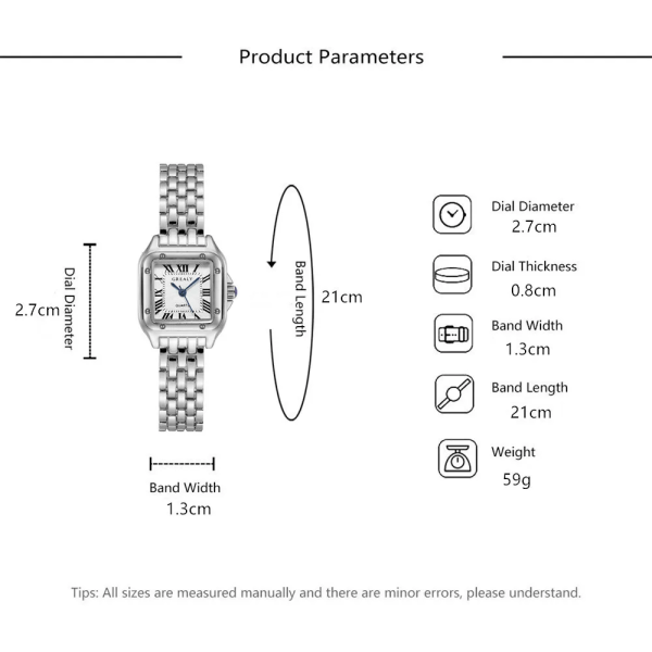 Damklockor Mode Fyrkantiga Klockor Guldlegering Armband 2023 Lyxiga Damklockor Kvarts Klocka Kvalitet Romersk Skala Klocka Guld