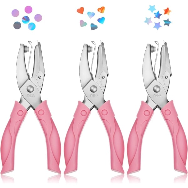 Punches Soft Grip Käsikäyttöinen Reikäleikkaaja 0,25\" Ympyrä 0,2\" Tähti 0,22\" Sydänmuotoiset Reikät Vaatteille Scrapbooking-työkalut
